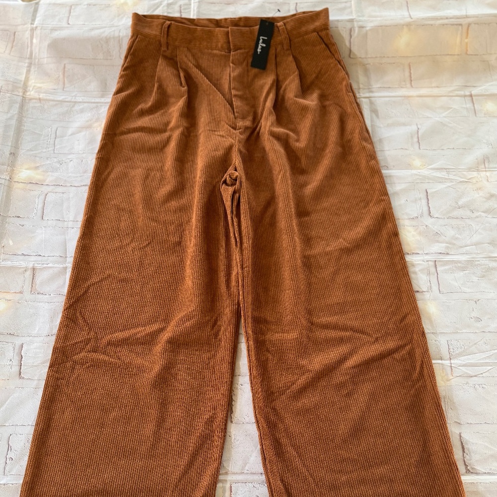Lulus Rust Corduroy Wide Leg Pants- Size XL NWT
